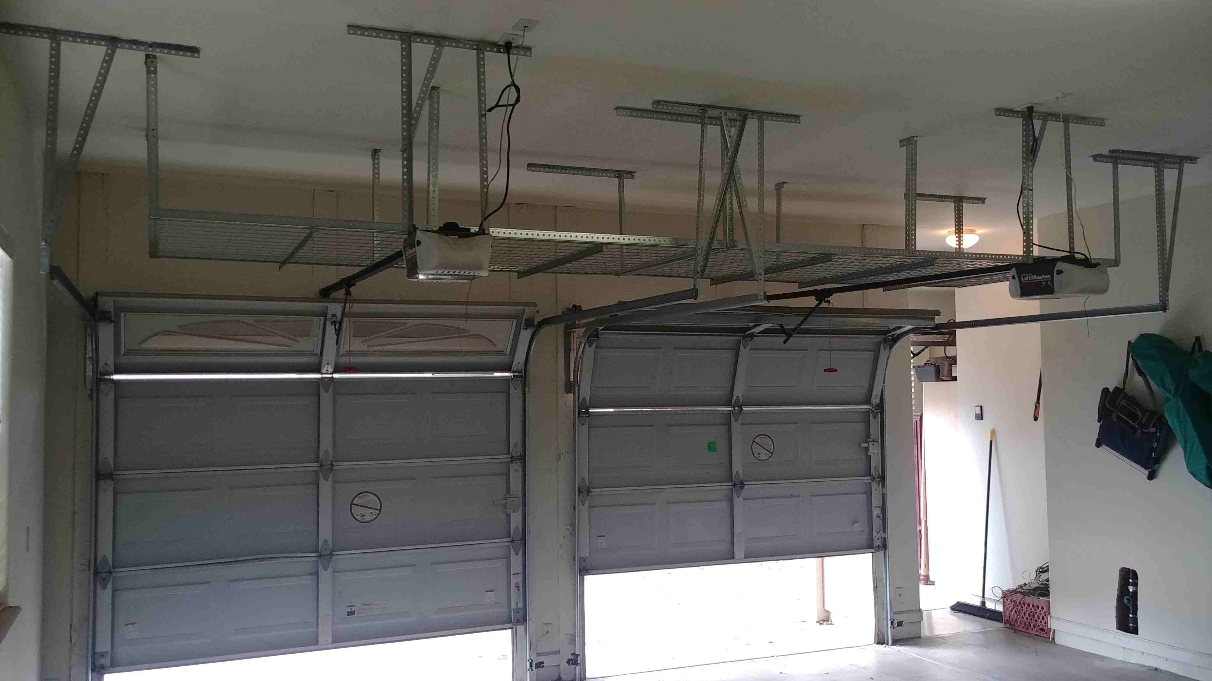Custom overhead garage storage racks
