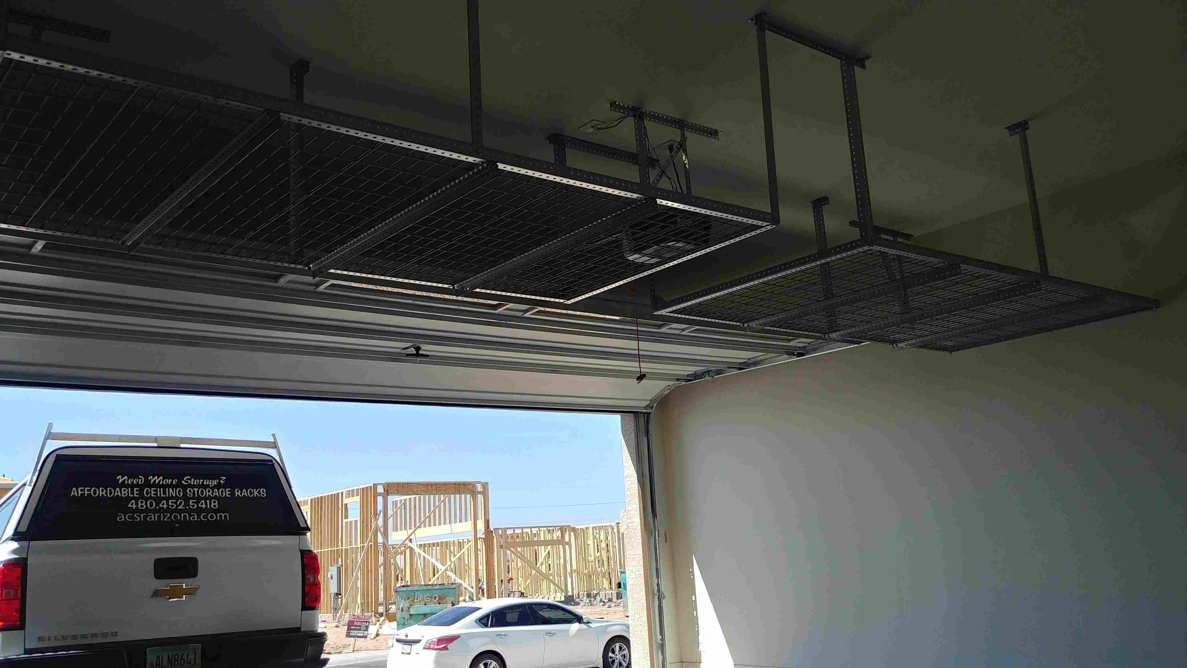 Custom overhead garage storage racks