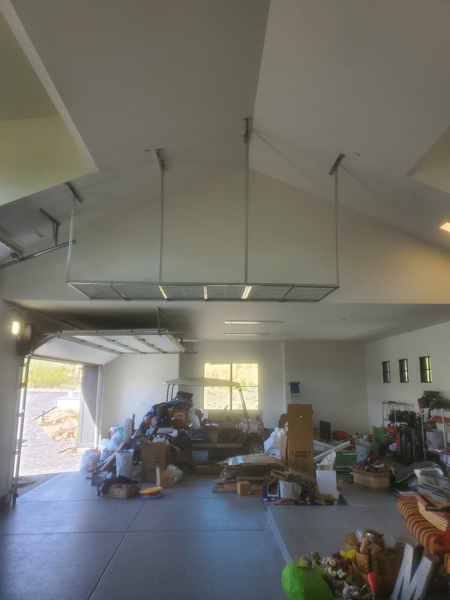 Overhead garage storage racks